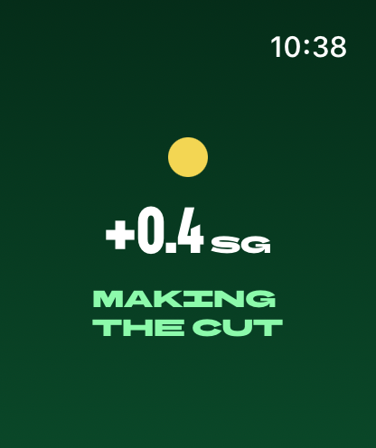 Apple Watch showing plus 0.4 strokes gained, making the cut